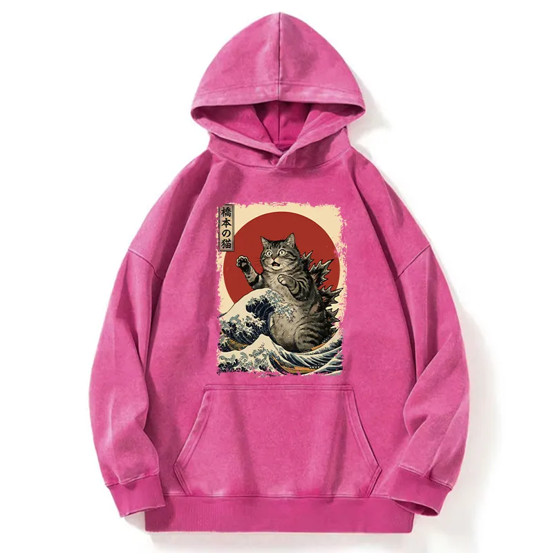 Tokyo-Tiger Catzilla Is Causing Destruction Washed Hoodie