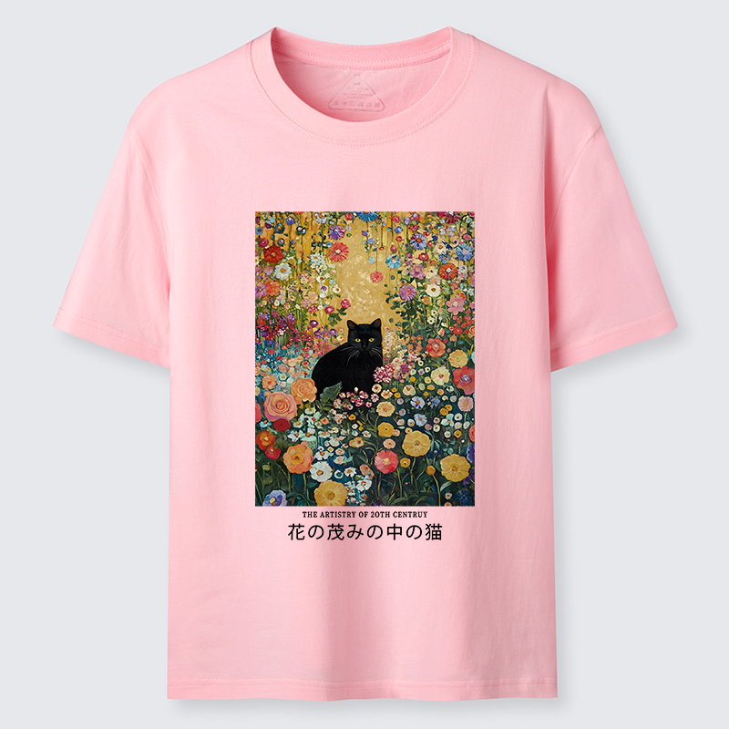 Tokyo-Tiger Black Cat In The Flower Bushes Classic T-Shirt