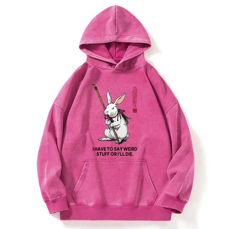 Tokyo-Tiger Rabbit Gotta Say Weird Stuff Or Die Washed Hoodie