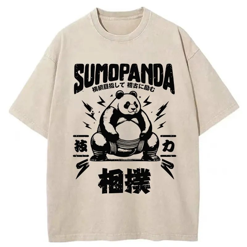 Tokyo-Tiger Japanese Sumo Panda Washed T-Shirt