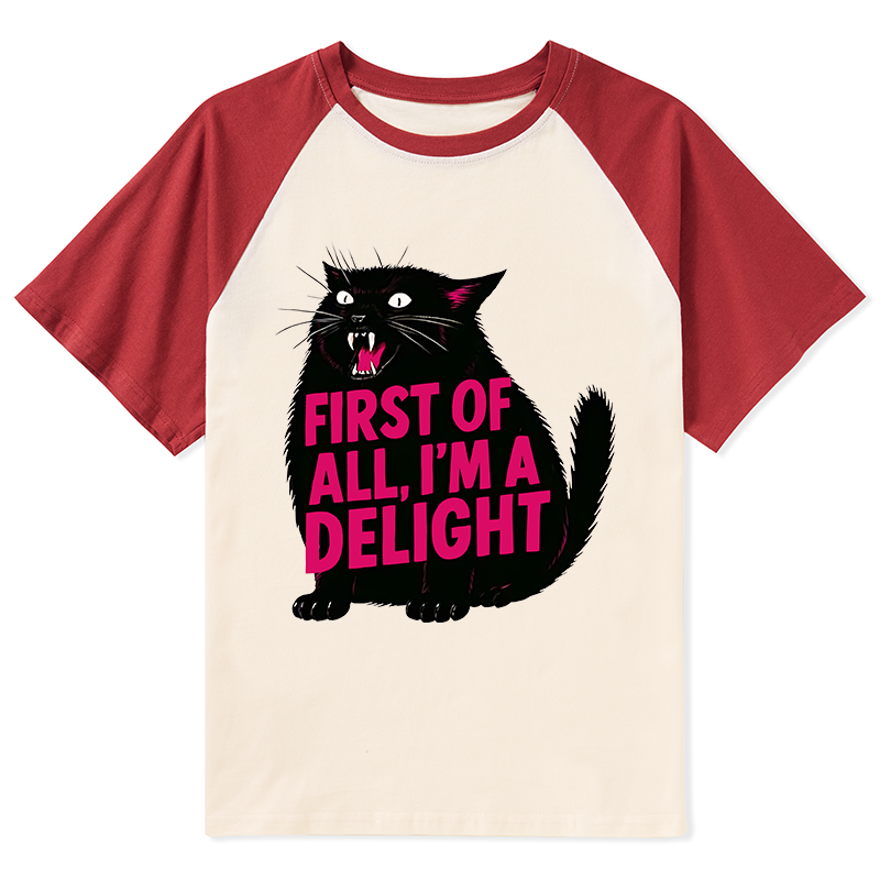 Tokyo-Tiger Roaring Black Cat Washed T-Shirt Raglan T-shirt