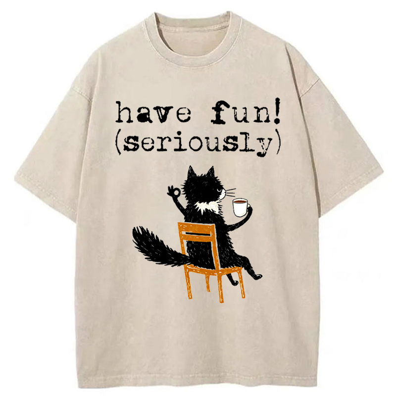 Tokyo-Tiger Have Fun Cat Washed T-Shirt