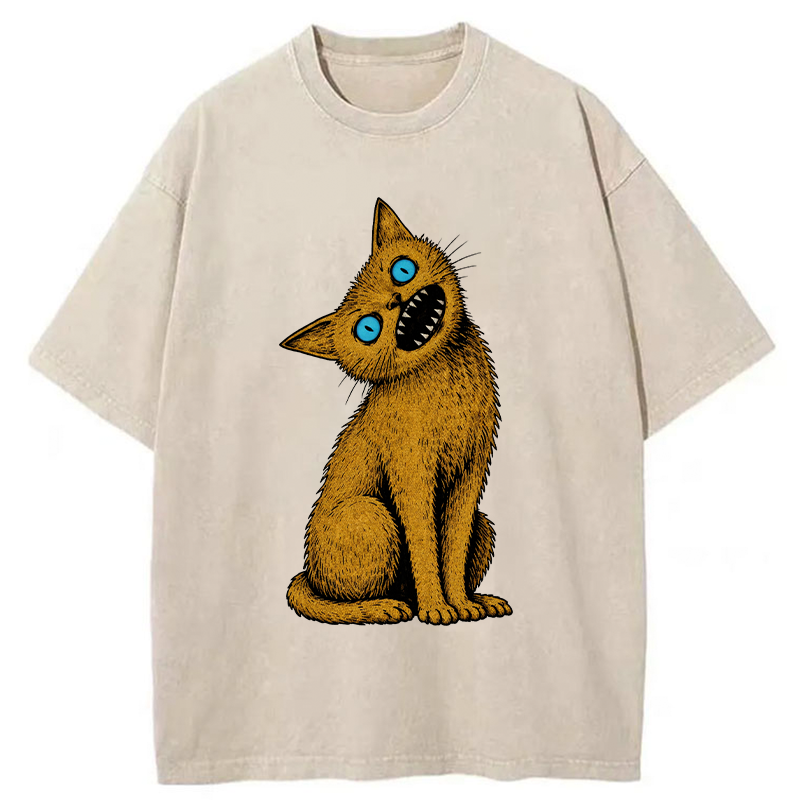 Tokyo-Tiger Horror Cat Japanese Washed T-Shirt