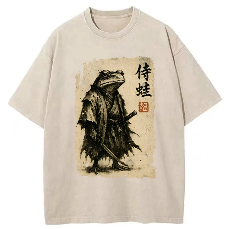 Tokyo-Tiger Retro Frog Samurai Washed T-Shirt
