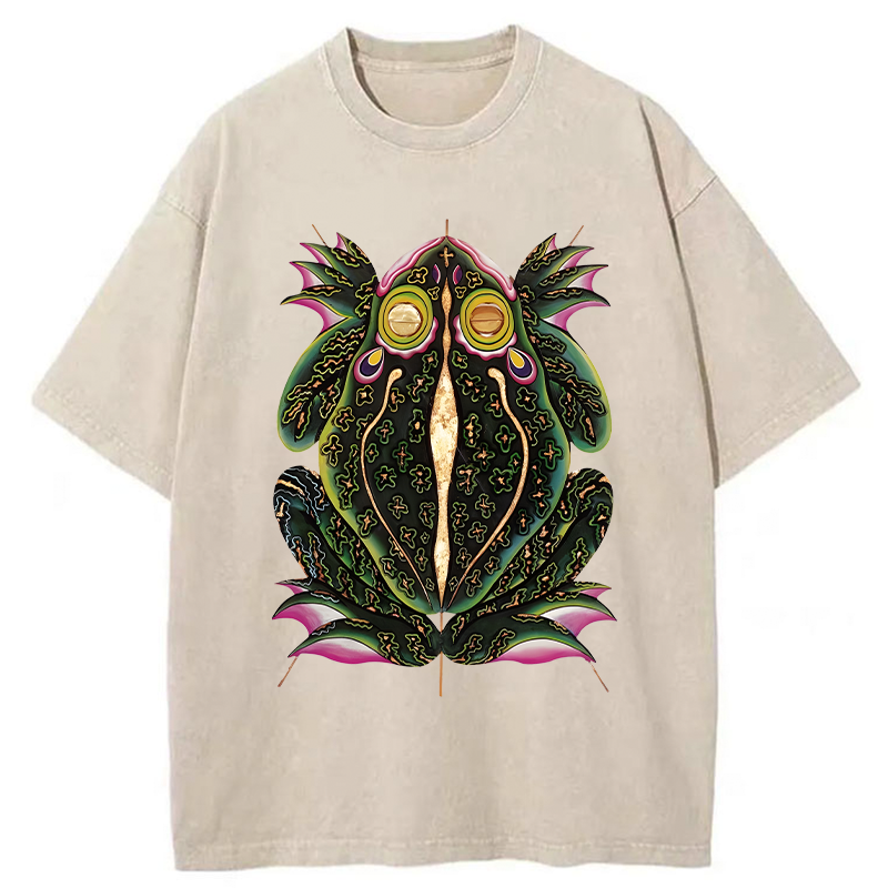 Tokyo-Tiger Retro Weird Frog Washed T-Shirt