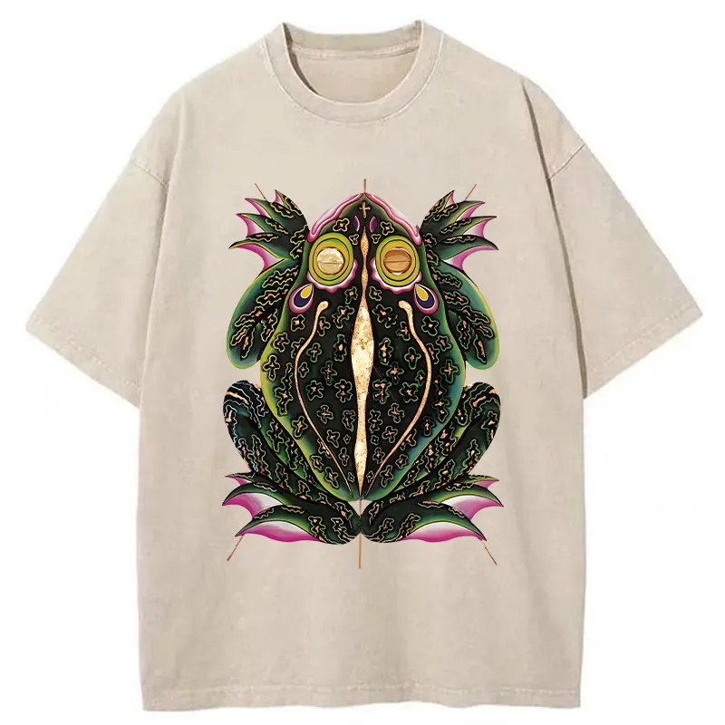 Tokyo-Tiger Retro Weird Frog Washed T-Shirt