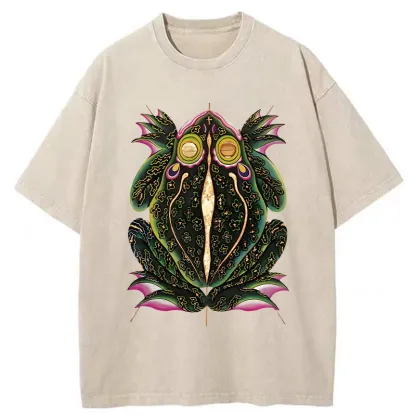Tokyo-Tiger Retro Weird Frog Washed T-Shirt