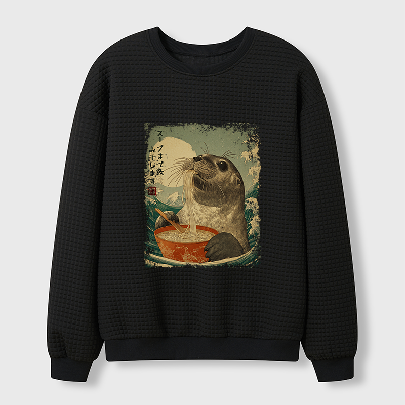 Tokyo-Tiger Slurp Like a Seal Waffle Sweatshirt