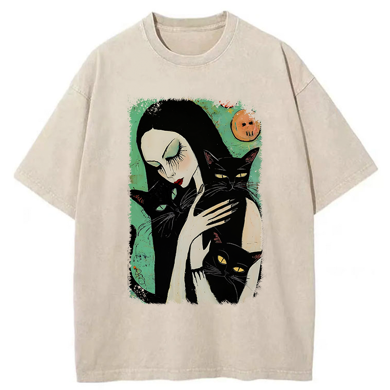 Tokyo-Tiger Me And My Black Cat Washed T-Shirt