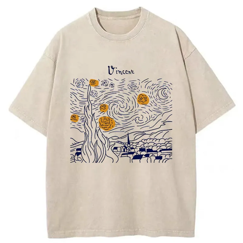 Tokyo-Tiger Minimalist Starry Sky Washed T-Shirt Sale