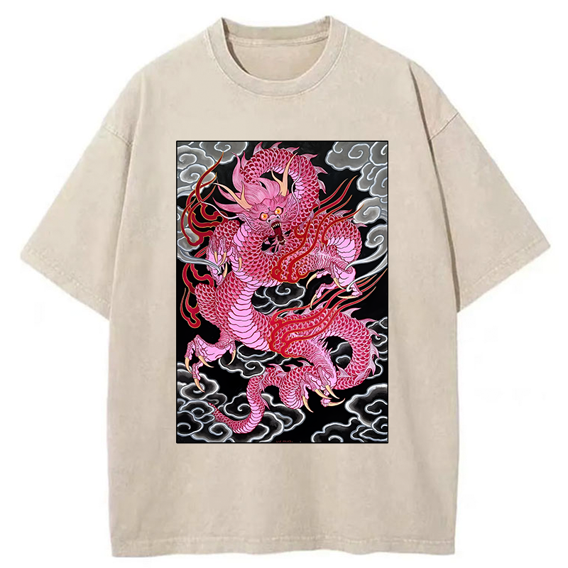 Tokyo-Tiger Pink Dragon Washed T-Shirt