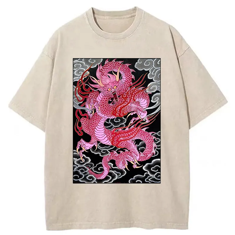 Tokyo-Tiger Pink Dragon Washed T-Shirt