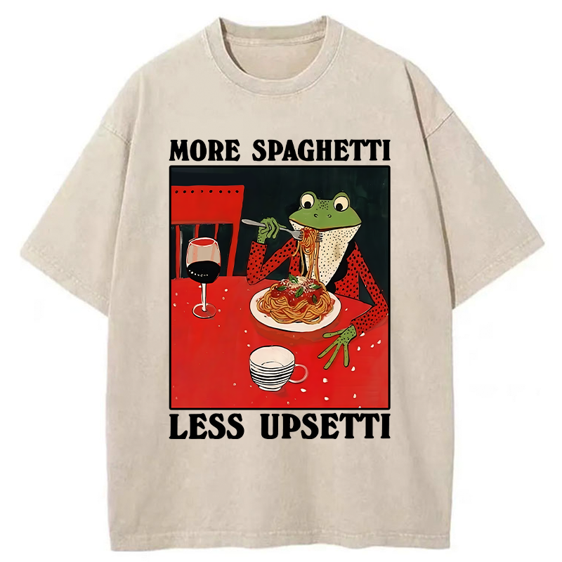 Tokyo-Tiger Frog Eating Spaghetti Washed T-Shirt