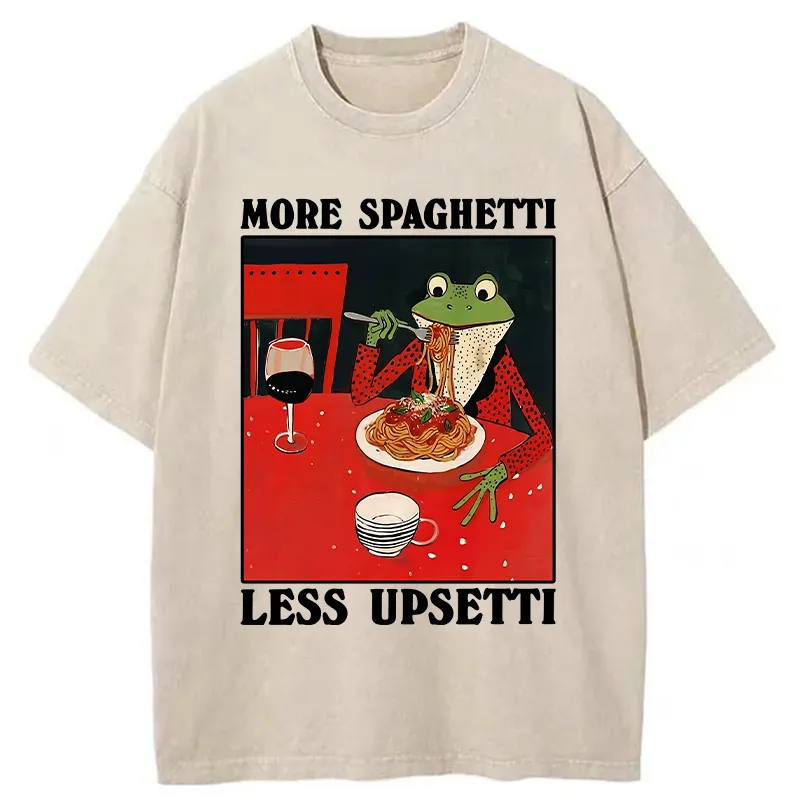 Tokyo-Tiger Frog Eating Spaghetti Washed T-Shirt Sale