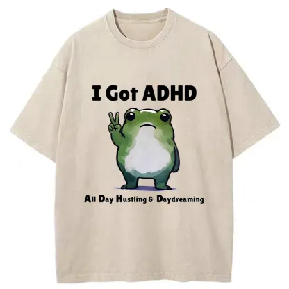 Tokyo-Tiger Frog With ADHD Funny Washed T-Shirt