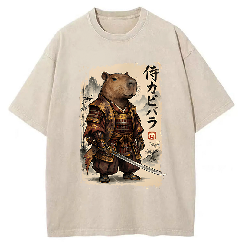 Tokyo-Tiger Samurai Capybara Washed T-Shirt