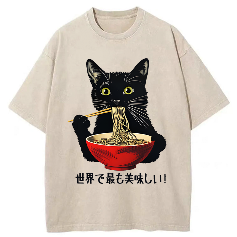 Tokyo-Tiger World's Most Delicious Food Washed T-Shirt