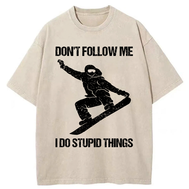 Tokyo-Tiger Winter Extreme Sports Skiing Washed T-Shirt