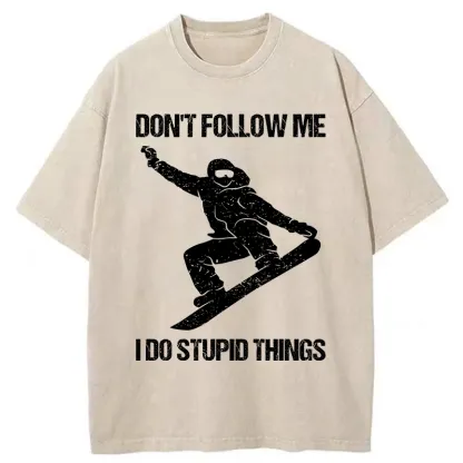 Tokyo-Tiger Winter Extreme Sports Skiing Washed T-Shirt