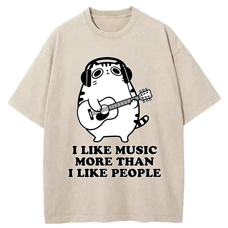 Tokyo-Tiger Music Cat Washed T-Shirt