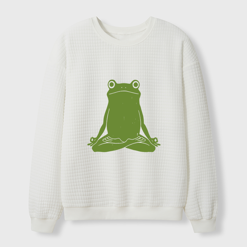 Tokyo-Tiger Yoga Frog Funny Waffle Sweatshirt