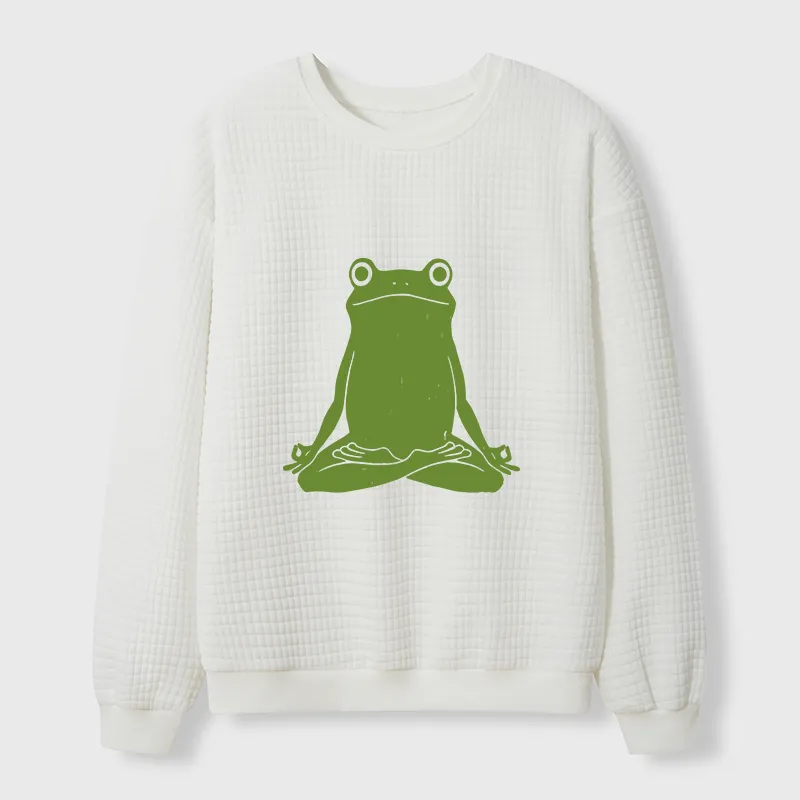Tokyo-Tiger Yoga Frog Funny Waffle Sweatshirt