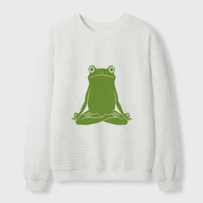 Tokyo-Tiger Yoga Frog Funny Waffle Sweatshirt
