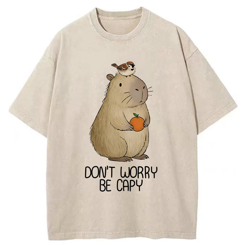 Tokyo-Tiger With Capybaras Around Everything Is Fine. Washed T-Shirt
