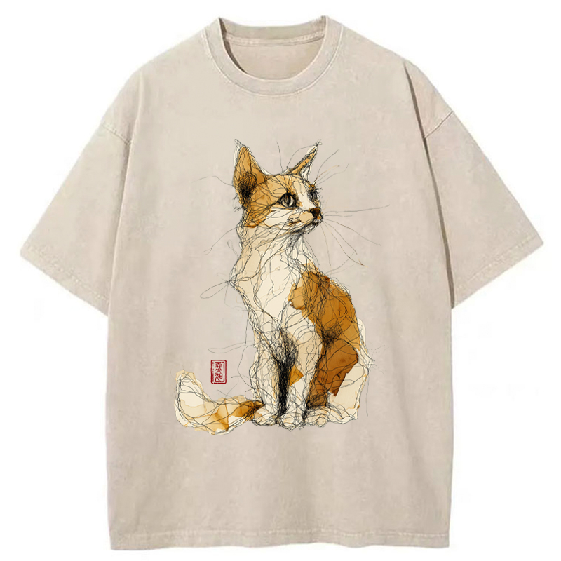 Tokyo-Tiger Untitled Cat Washed T-Shirt
