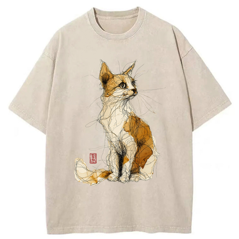 Tokyo-Tiger Untitled Cat Washed T-Shirt