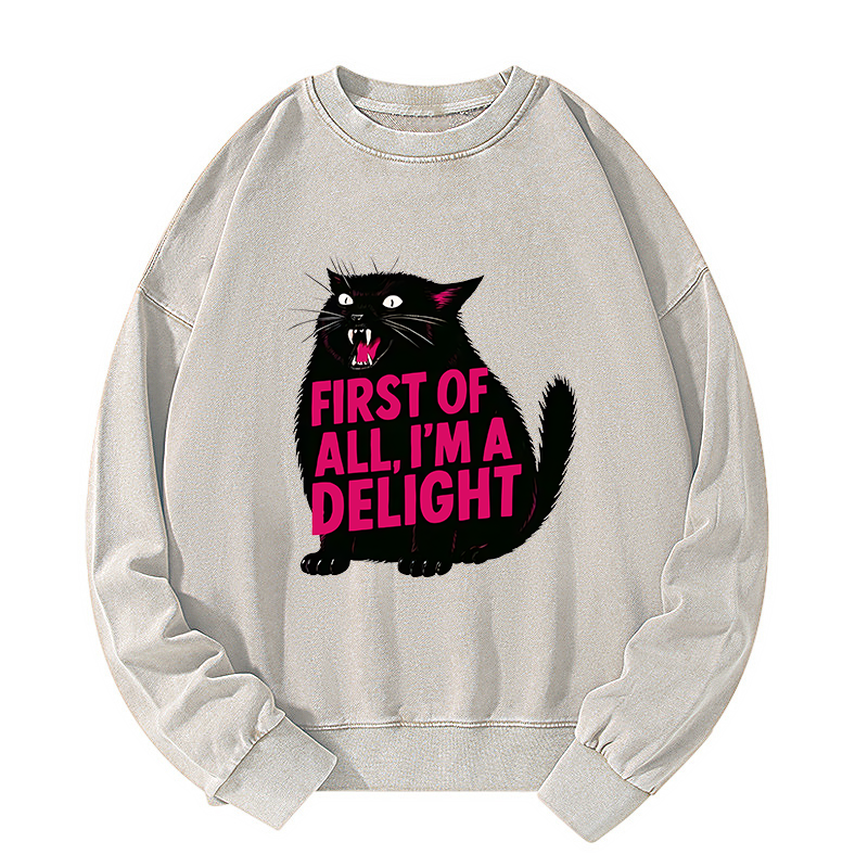 Tokyo-Tiger Roaring Black Cat Washed Sweatshirt