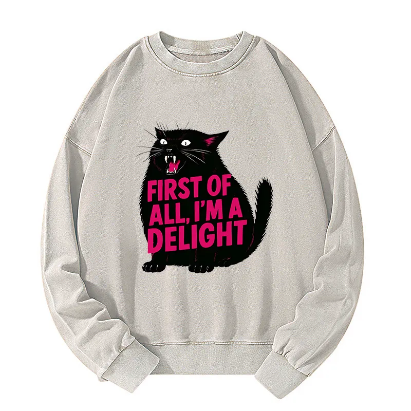 Tokyo-Tiger Roaring Black Cat Washed Sweatshirt