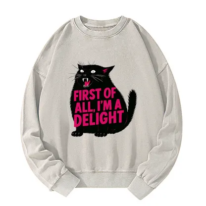 Tokyo-Tiger Roaring Black Cat Washed Sweatshirt