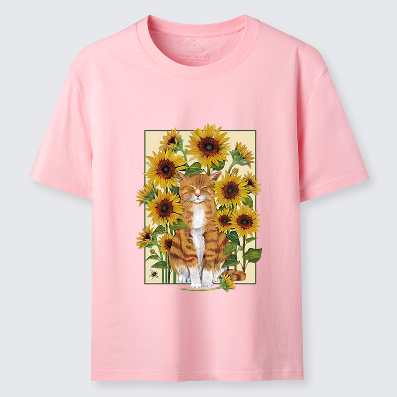 Tokyo-Tiger Sunflower And Orange Cat Classic T-Shirt