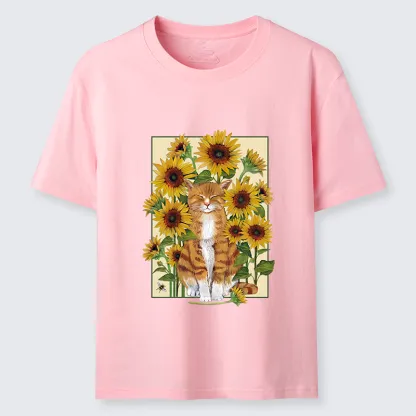 Tokyo-Tiger Sunflower And Orange Cat Classic T-Shirt