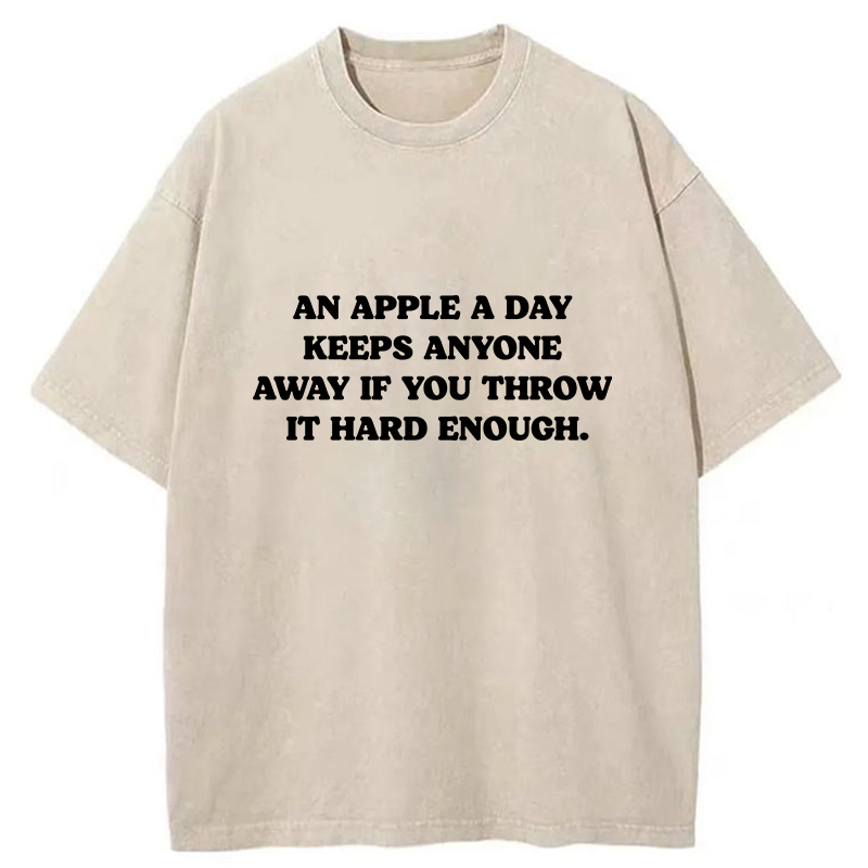 Tokyo-Tiger An Apple A Day Keeps Everything Away Washed T-Shirt