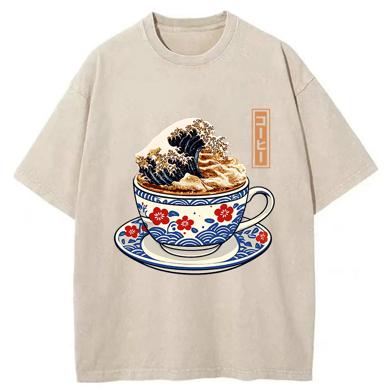 Tokyo-Tiger Coffee Wave Foam Washed T-Shirt