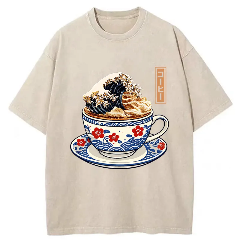 Tokyo-Tiger Coffee Wave Foam Washed T-Shirt