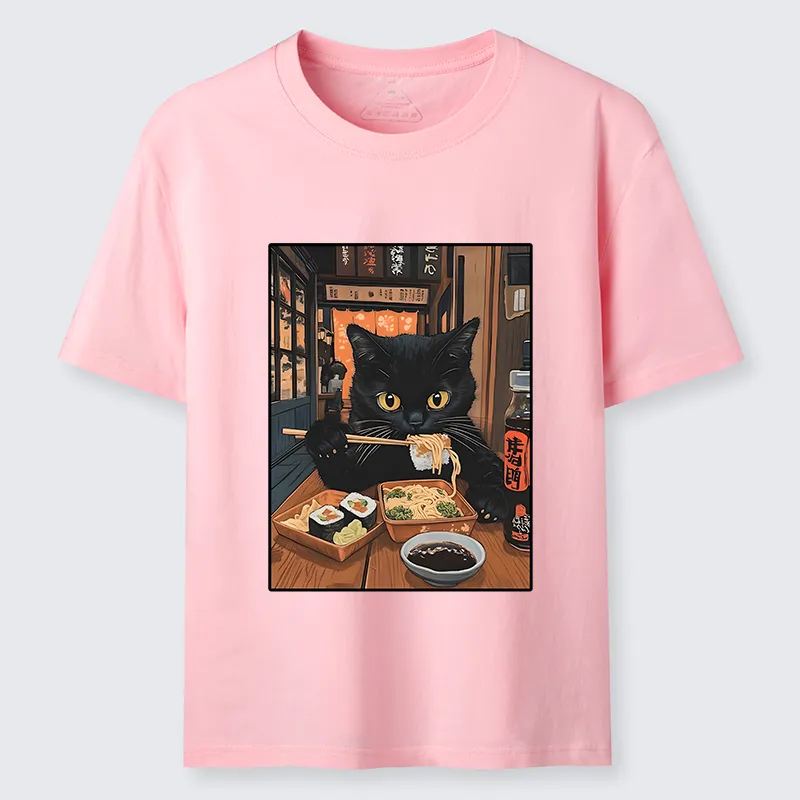 Tokyo-Tiger Black Cat Eating At Sushi Restaurant Classic T-Shirt