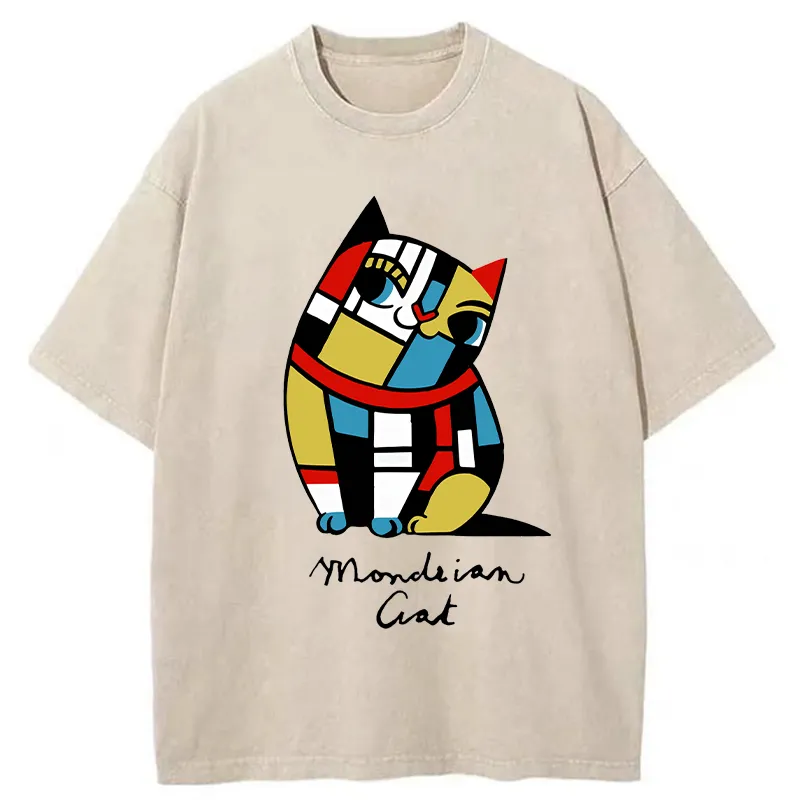 Tokyo-Tiger Cat of Mondrian Washed T-Shirt