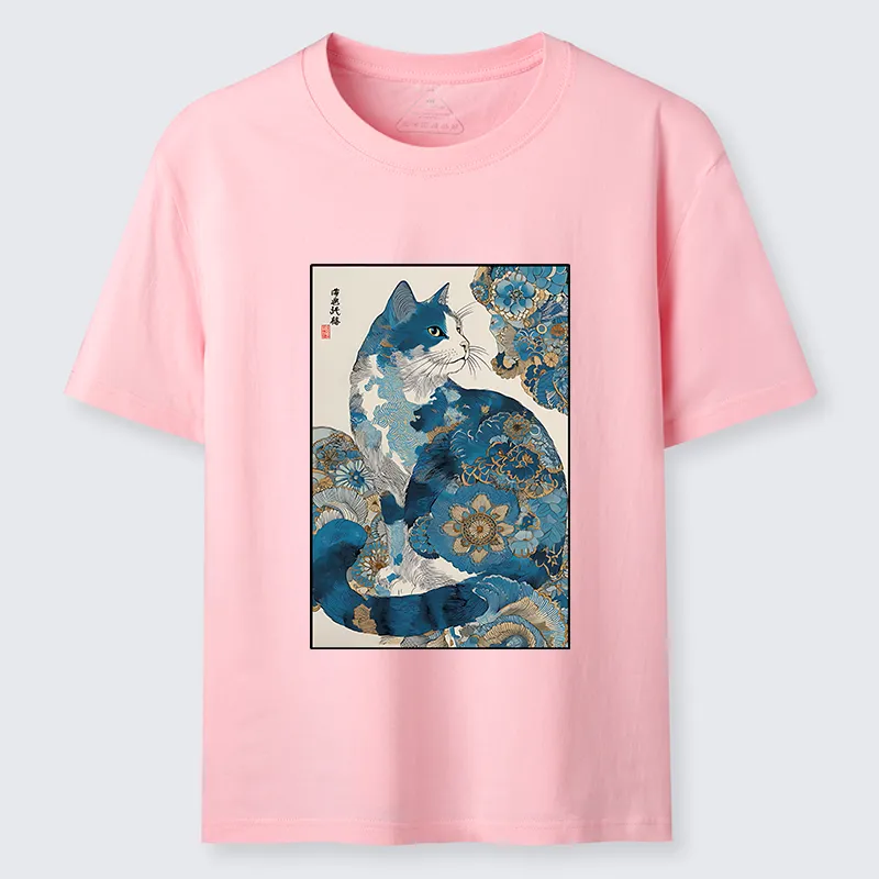 Tokyo-Tiger Japanese Ukiyo-e Flowers Cat Classic T-Shirt