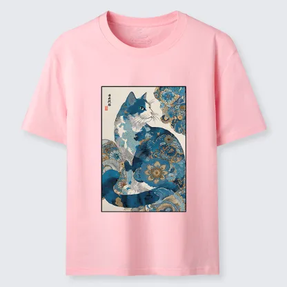 Tokyo-Tiger Japanese Ukiyo-e Flowers Cat Classic T-Shirt