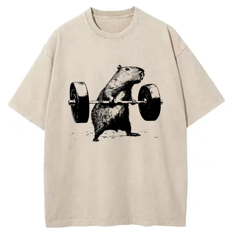 Tokyo-Tiger Capybara Fitness Washed T-Shirt