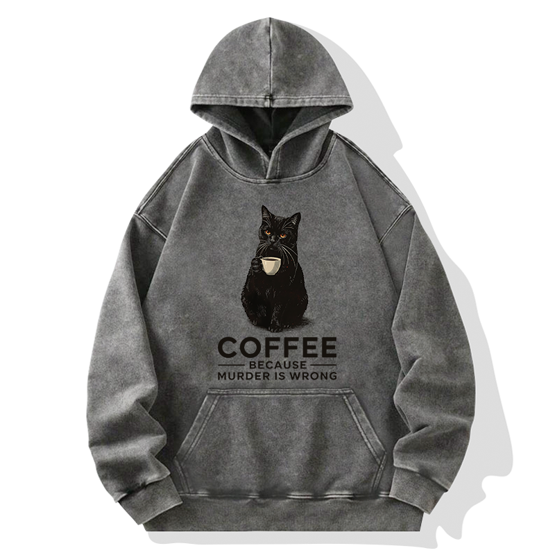 Tokyo-Tiger Can't Commit Murder So I'll Drink Coffee Washed Hoodie