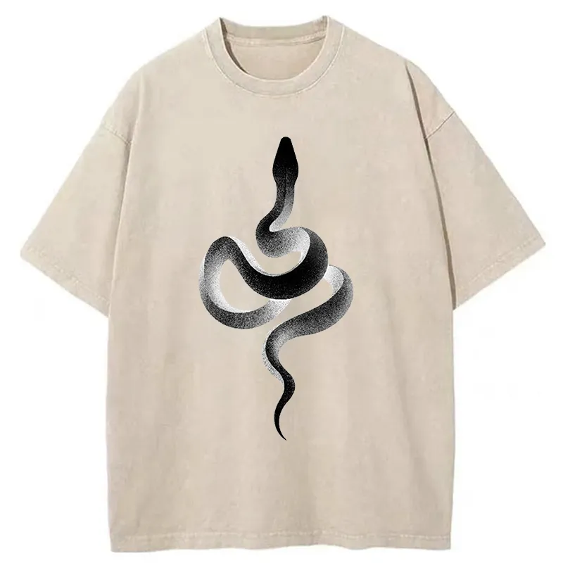 Tokyo-Tiger Retro Art Snake Washed T-Shirt