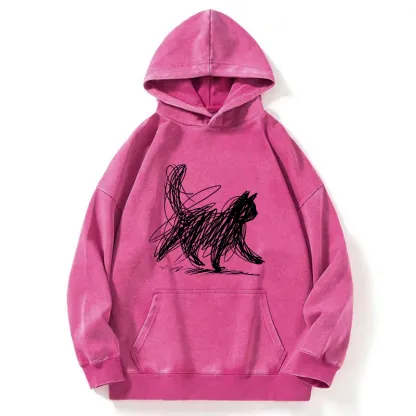 Tokyo-Tiger Minimalist Cat Art Washed Hoodie