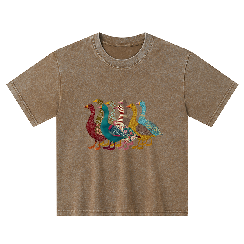Tokyo-Tiger All Kinds Of Ducks Kids Washed T-Shirt