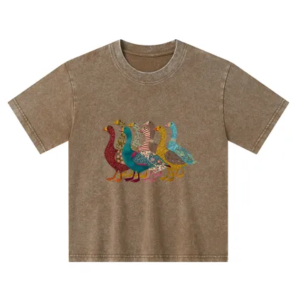 Tokyo-Tiger All Kinds Of Ducks Kids Washed T-Shirt