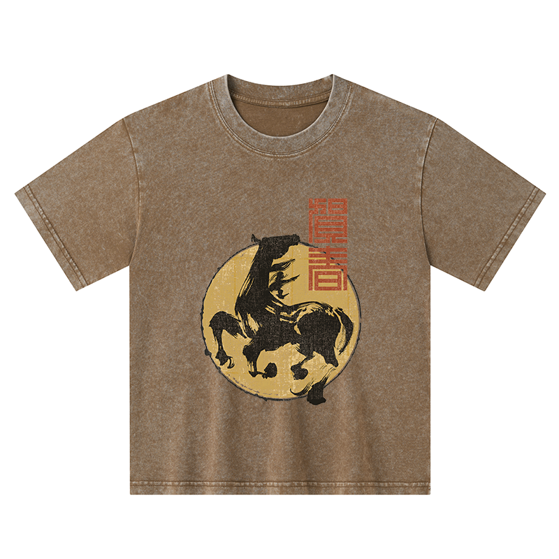 Tokyo-Tiger 2026 Year Of The Horse Japan Kids Washed T-Shirt