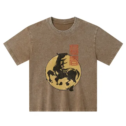 Tokyo-Tiger 2026 Year Of The Horse Japan Kids Washed T-Shirt